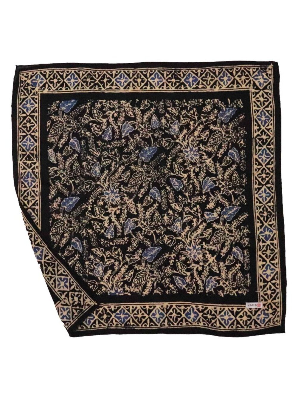 Batik Bandana, Blue Navy Foliage, Hand Dyed Cotton